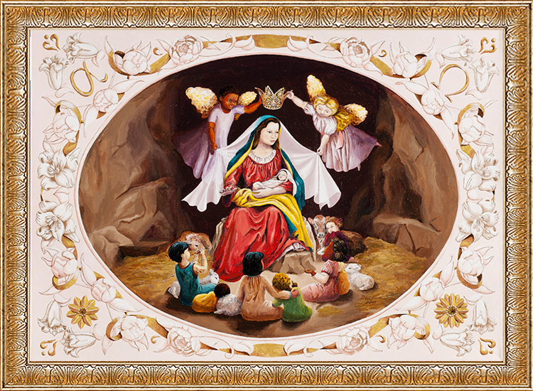 Jana Dallosova acryl painting on canvas, Madonna and Child