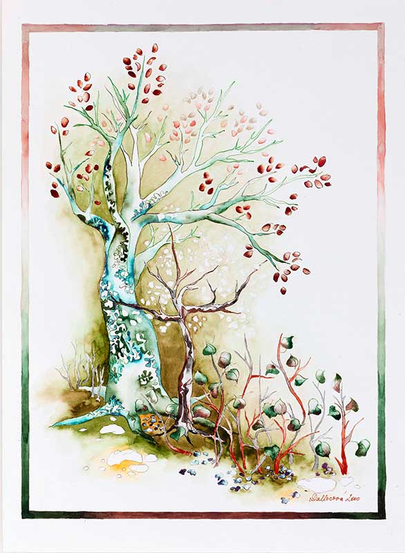 Aquarelle painting, Tree in Spring