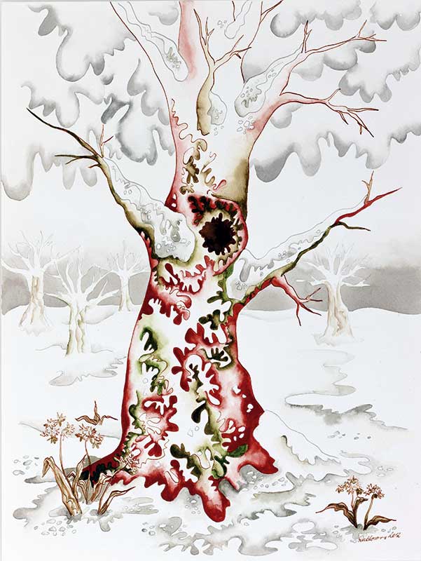 Aquarelle painting, The Tree in Winter